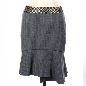 Blumarine | Silk Blue Grey Plaid Flounce Skirt Italian Size 42 US Size 6 Small S
